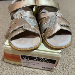 Livie & Luca Gold Metallic Unicorn Sandals